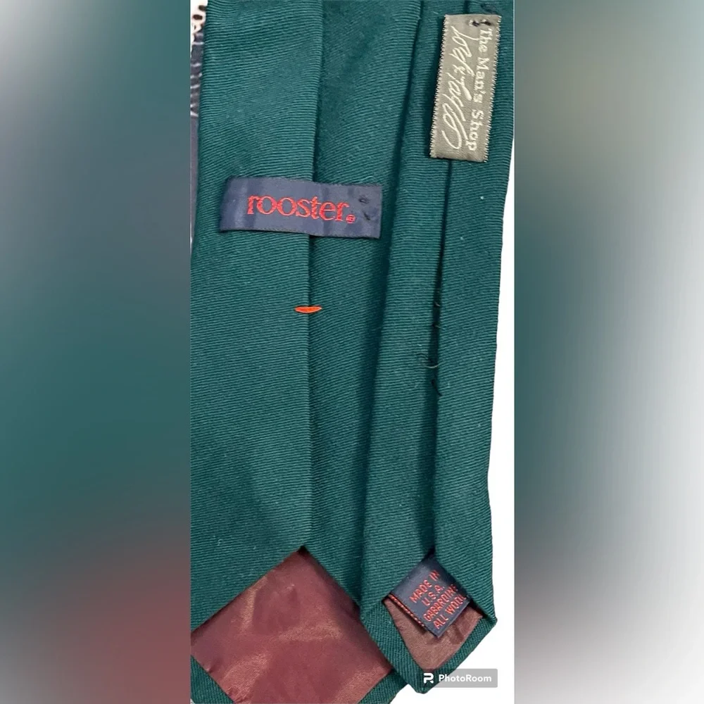 LOT of 3 Vintage Rooster Men’s Ties: Cotton Madras, Wool Gabardine, and Silk.
